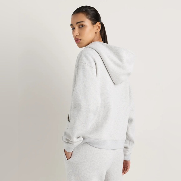 Quince Everyday Fleece Full-Zip Hoodie in Light Heather Grey XL - Picture 3 of 3